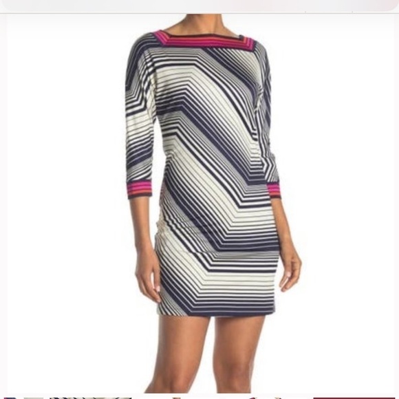 SALE NWT Trina Turk Chevron Stripe Shift Bottle Dress - Picture 4 of 13